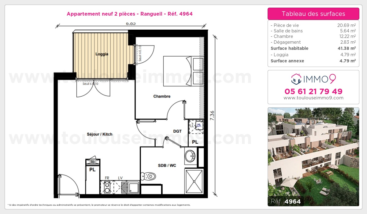 Plan et surfaces, Programme neuf Toulouse : Rangueil Référence n° 4964