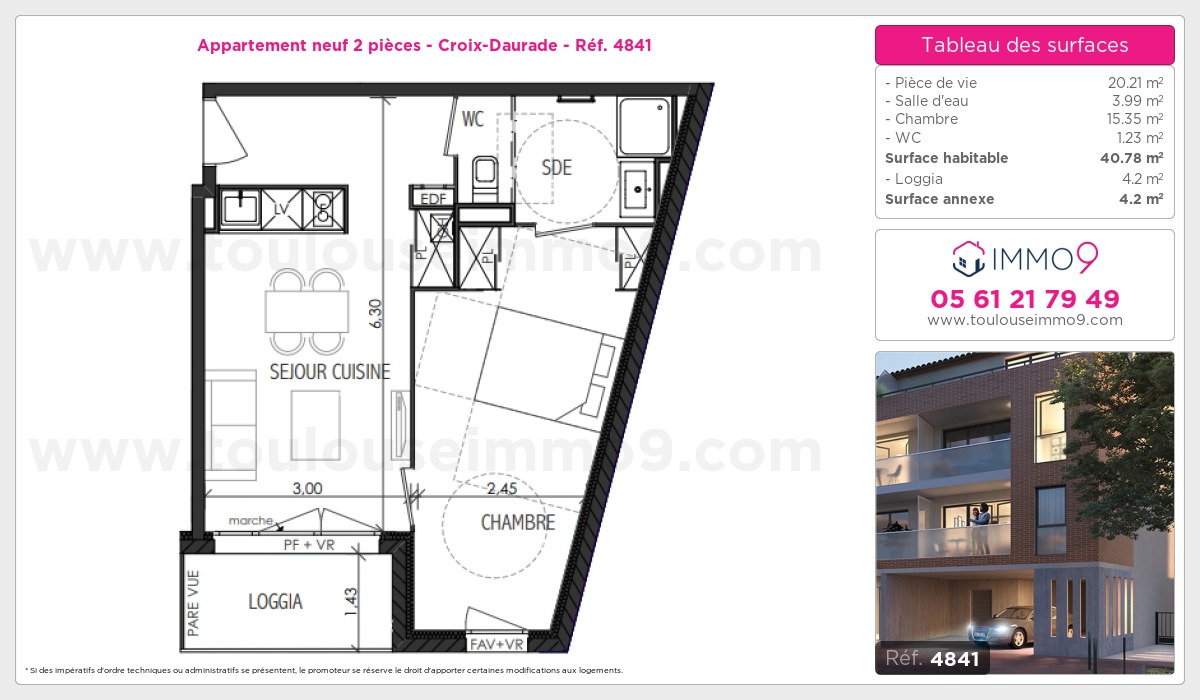 Plan et surfaces, Programme neuf Toulouse : Croix-Daurade Référence n° 4841