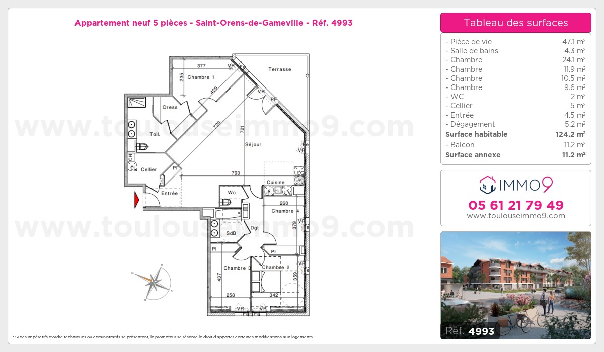 Plan et surfaces, Programme neuf Saint-Orens-de-Gameville Référence n° 4993