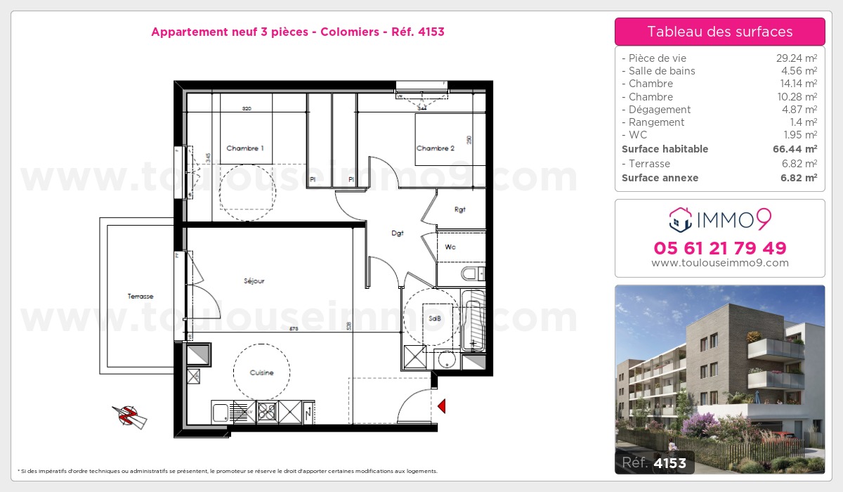 Plan et surfaces, Programme neuf Colomiers Référence n° 4153
