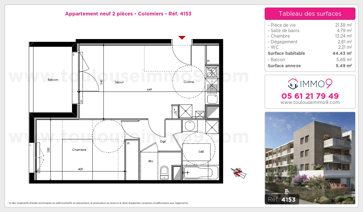 Plan et surfaces, Programme neuf Colomiers Référence n° 4153