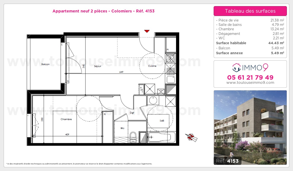 Plan et surfaces, Programme neuf Colomiers Référence n° 4153