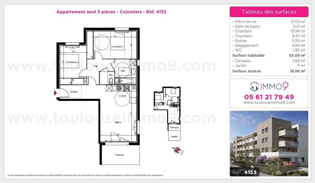 Plan et surfaces, Programme neuf Colomiers Référence n° 4153