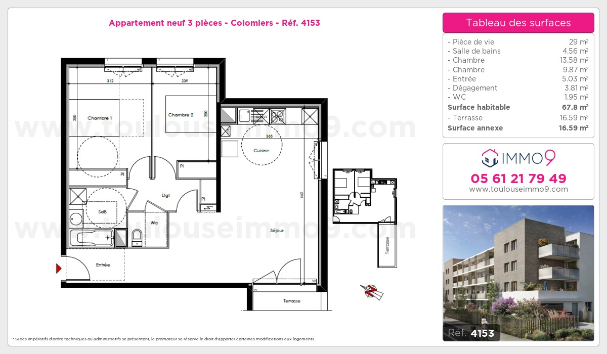 Plan et surfaces, Programme neuf Colomiers Référence n° 4153