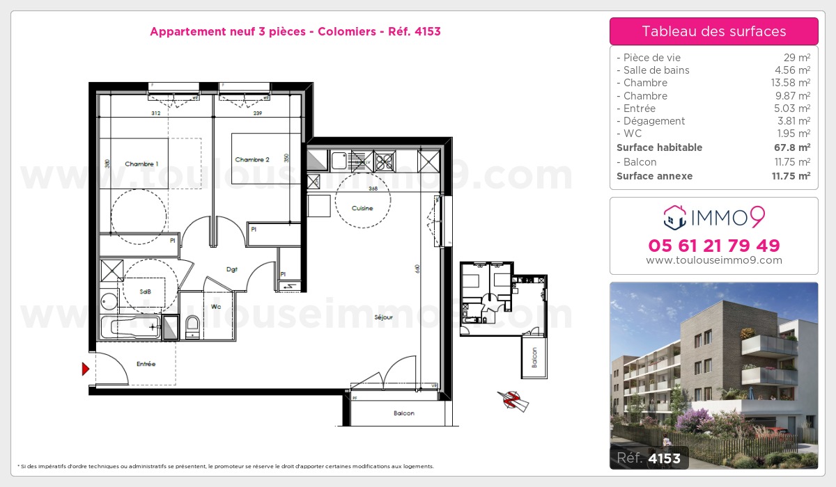 Plan et surfaces, Programme neuf Colomiers Référence n° 4153