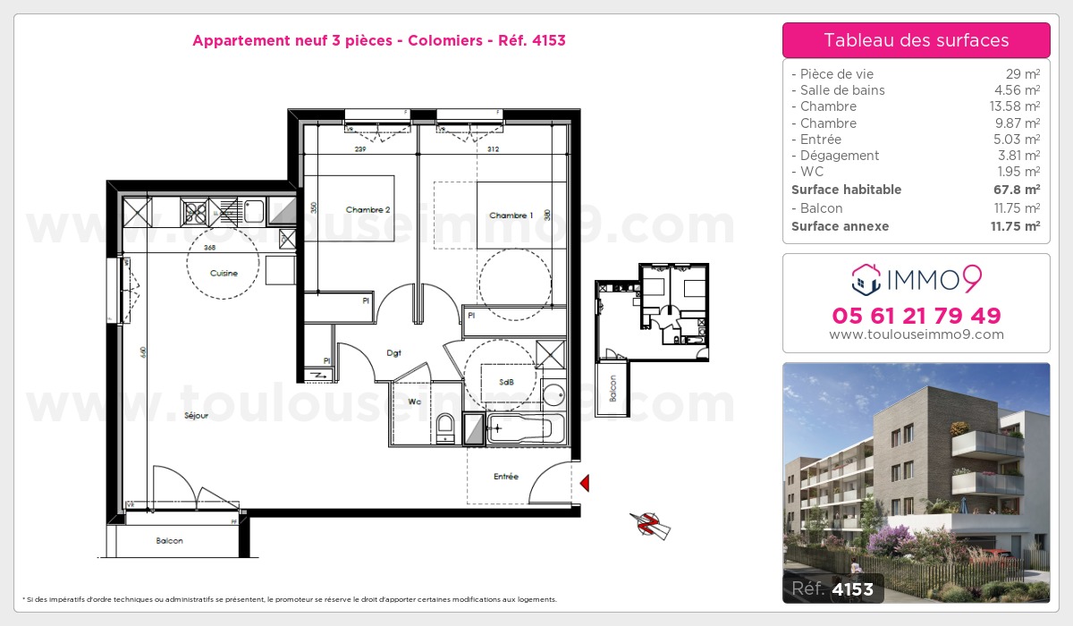 Plan et surfaces, Programme neuf Colomiers Référence n° 4153
