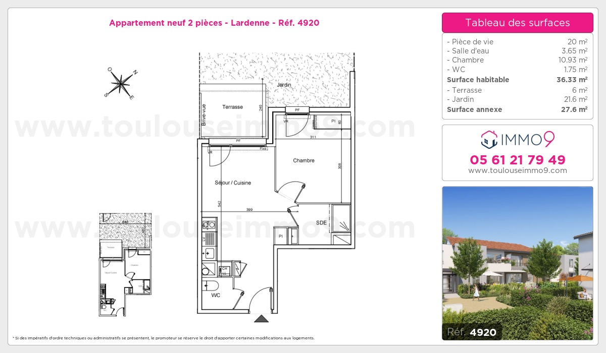 Plan et surfaces, Programme neuf Toulouse : Lardenne Référence n° 4920