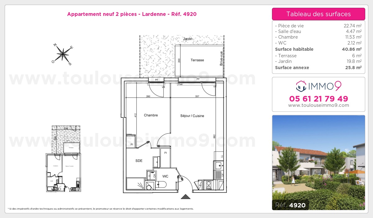 Plan et surfaces, Programme neuf Toulouse : Lardenne Référence n° 4920