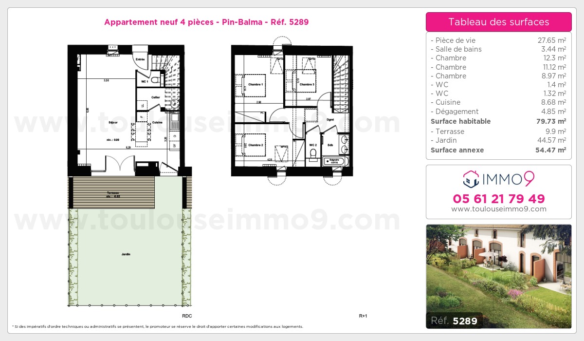 Plan et surfaces, Programme neuf Pin-Balma Référence n° 5289