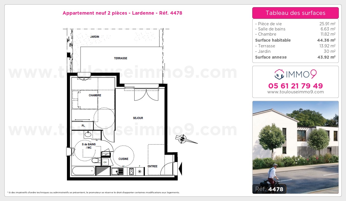 Plan et surfaces, Programme neuf Toulouse : Lardenne Référence n° 4478