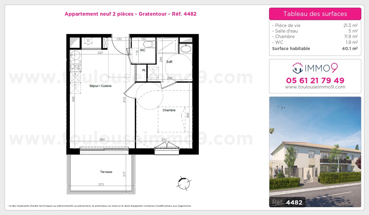 Plan et surfaces, Programme neuf Gratentour Référence n° 4482