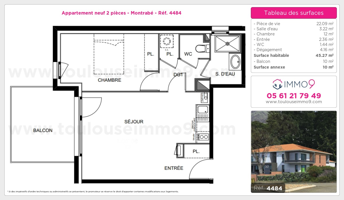 Plan et surfaces, Programme neuf Montrabé Référence n° 4484