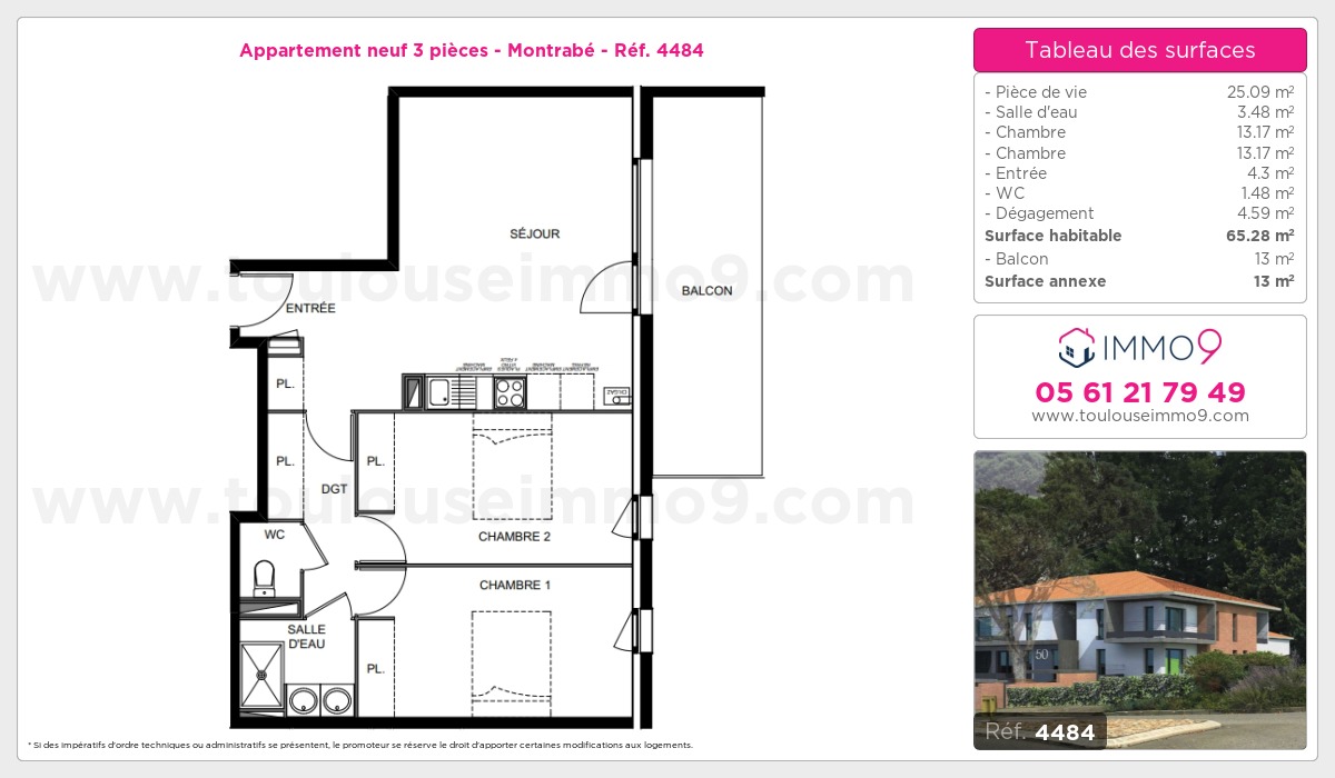 Plan et surfaces, Programme neuf Montrabé Référence n° 4484