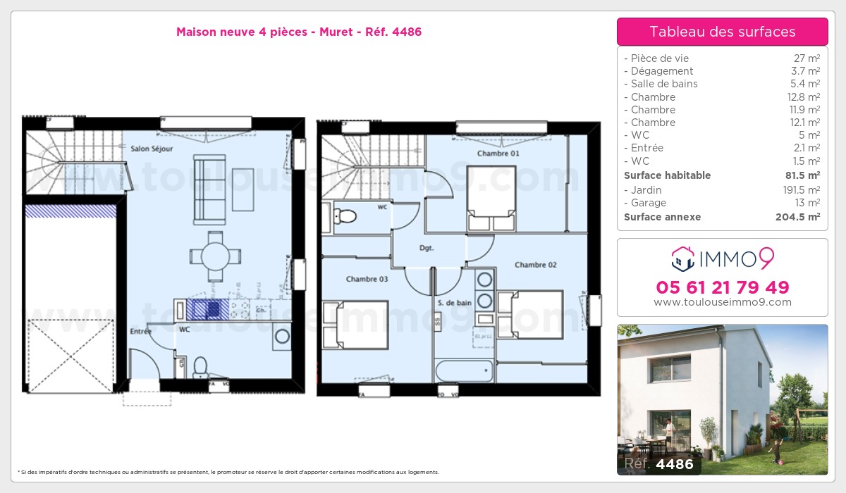 Plan et surfaces, Programme neuf Muret Référence n° 4486