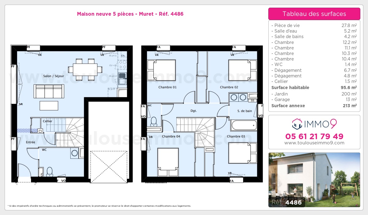 Plan et surfaces, Programme neuf Muret Référence n° 4486