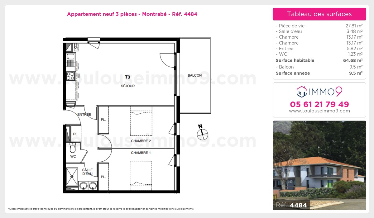 Plan et surfaces, Programme neuf Montrabé Référence n° 4484
