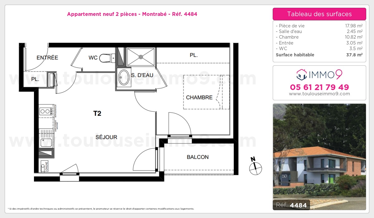 Plan et surfaces, Programme neuf Montrabé Référence n° 4484