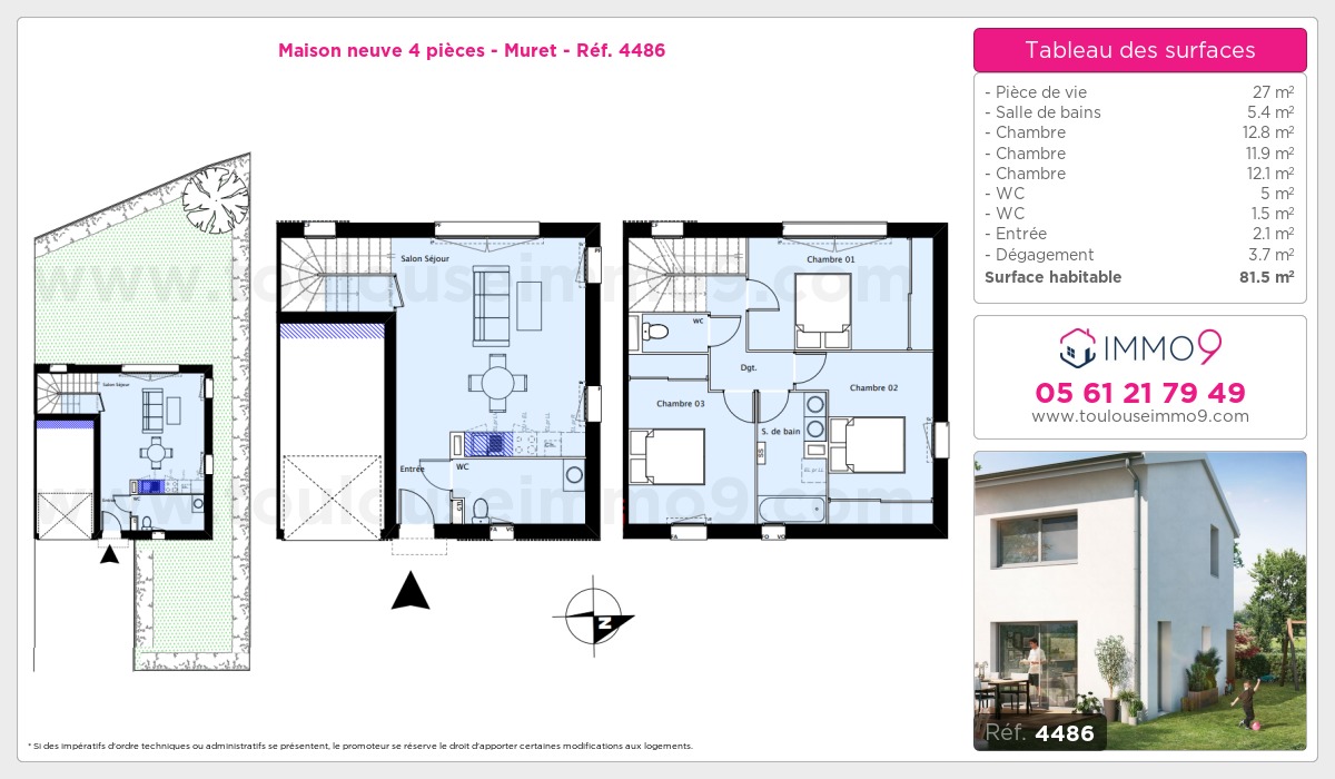 Plan et surfaces, Programme neuf Muret Référence n° 4486