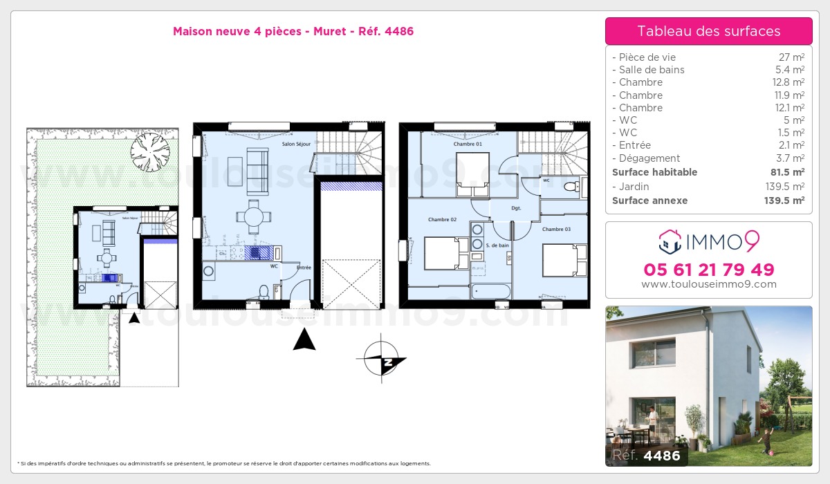 Plan et surfaces, Programme neuf Muret Référence n° 4486