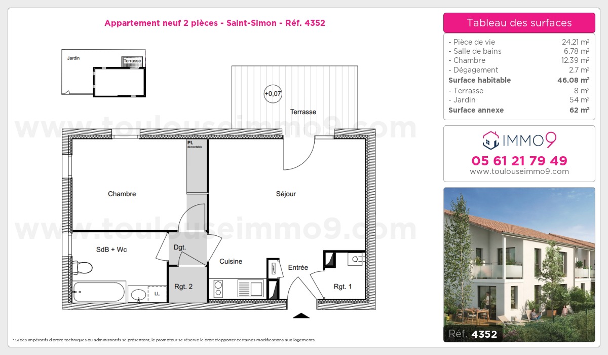 Plan et surfaces, Programme neuf Toulouse : Saint-Simon Référence n° 4352