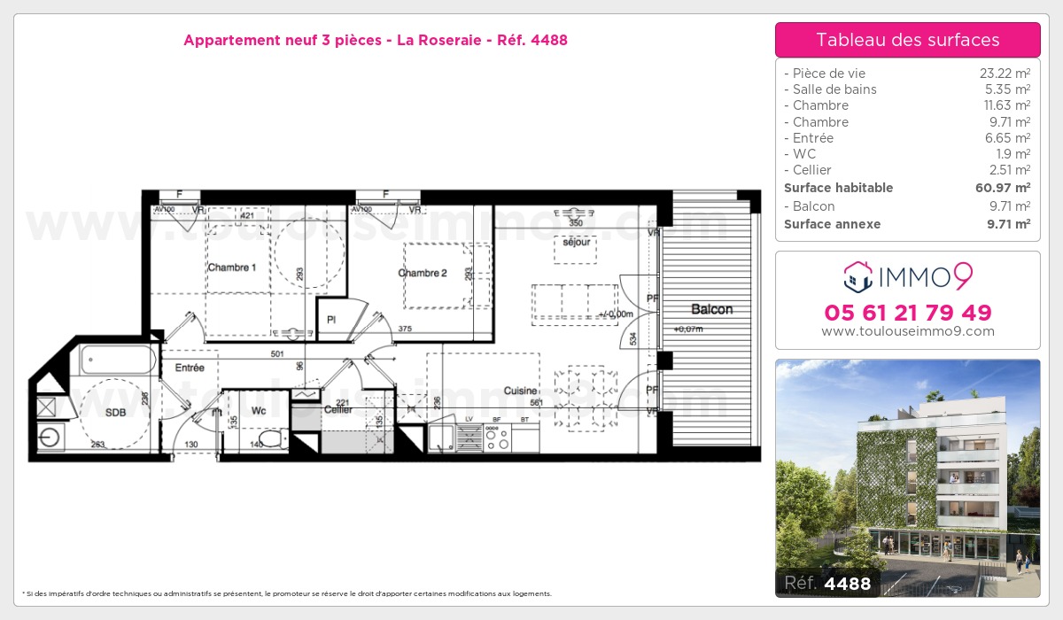 Plan et surfaces, Programme neuf Toulouse : Roseraie Référence n° 4488