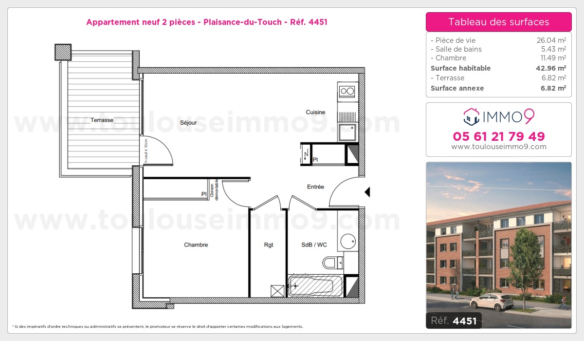 Plan et surfaces, Programme neuf Plaisance-du-Touch Référence n° 4451