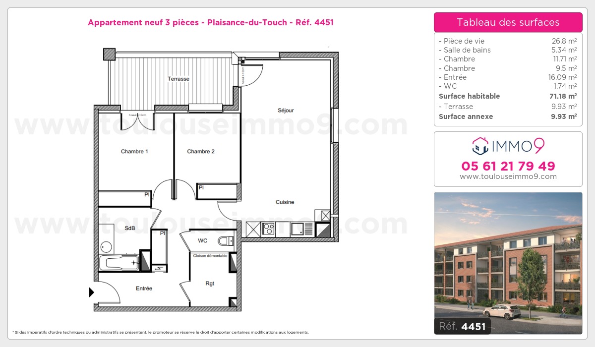 Plan et surfaces, Programme neuf Plaisance-du-Touch Référence n° 4451