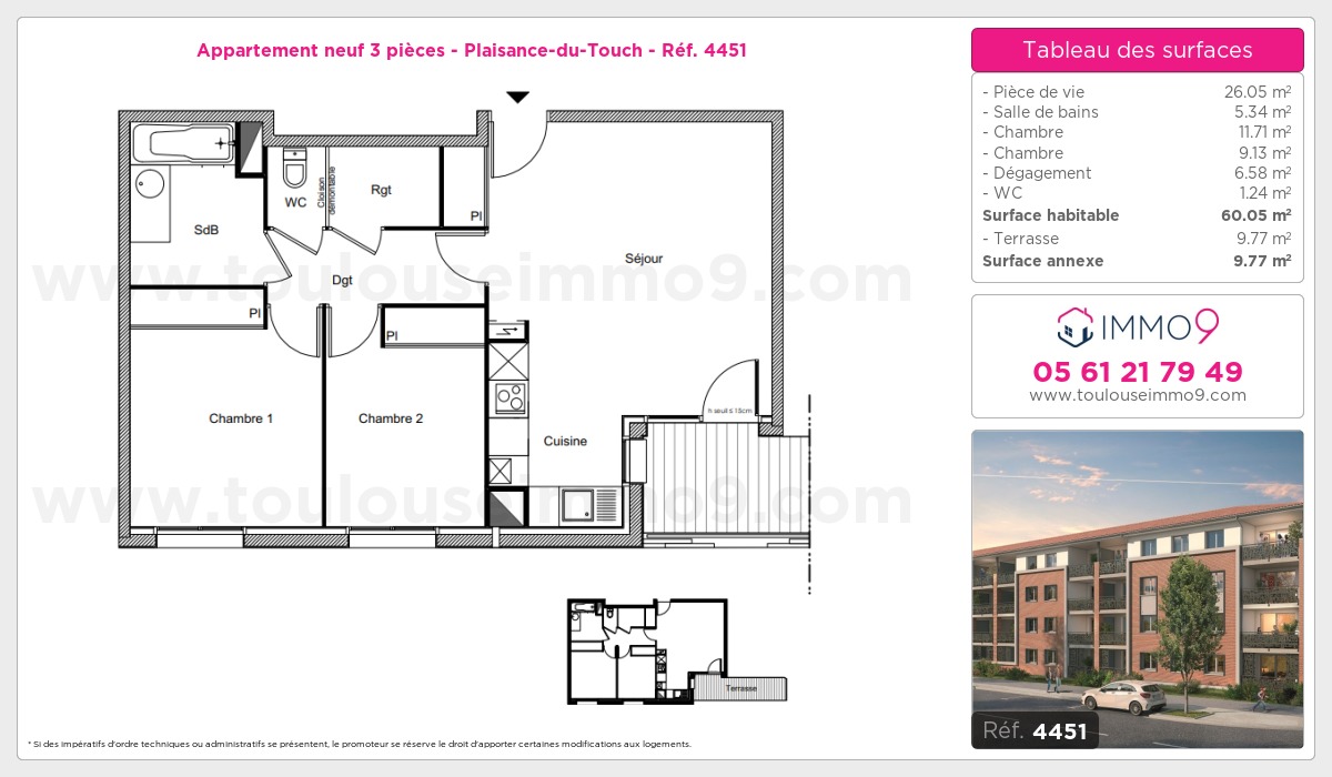 Plan et surfaces, Programme neuf Plaisance-du-Touch Référence n° 4451