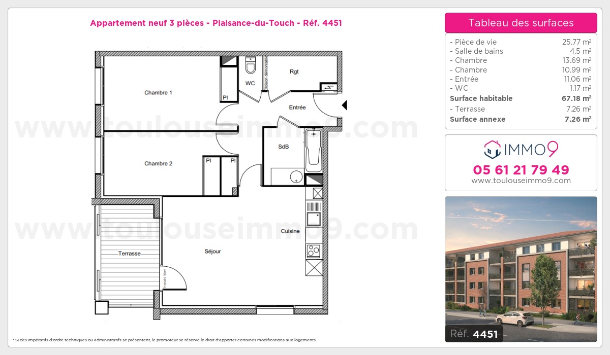 Plan et surfaces, Programme neuf Plaisance-du-Touch Référence n° 4451