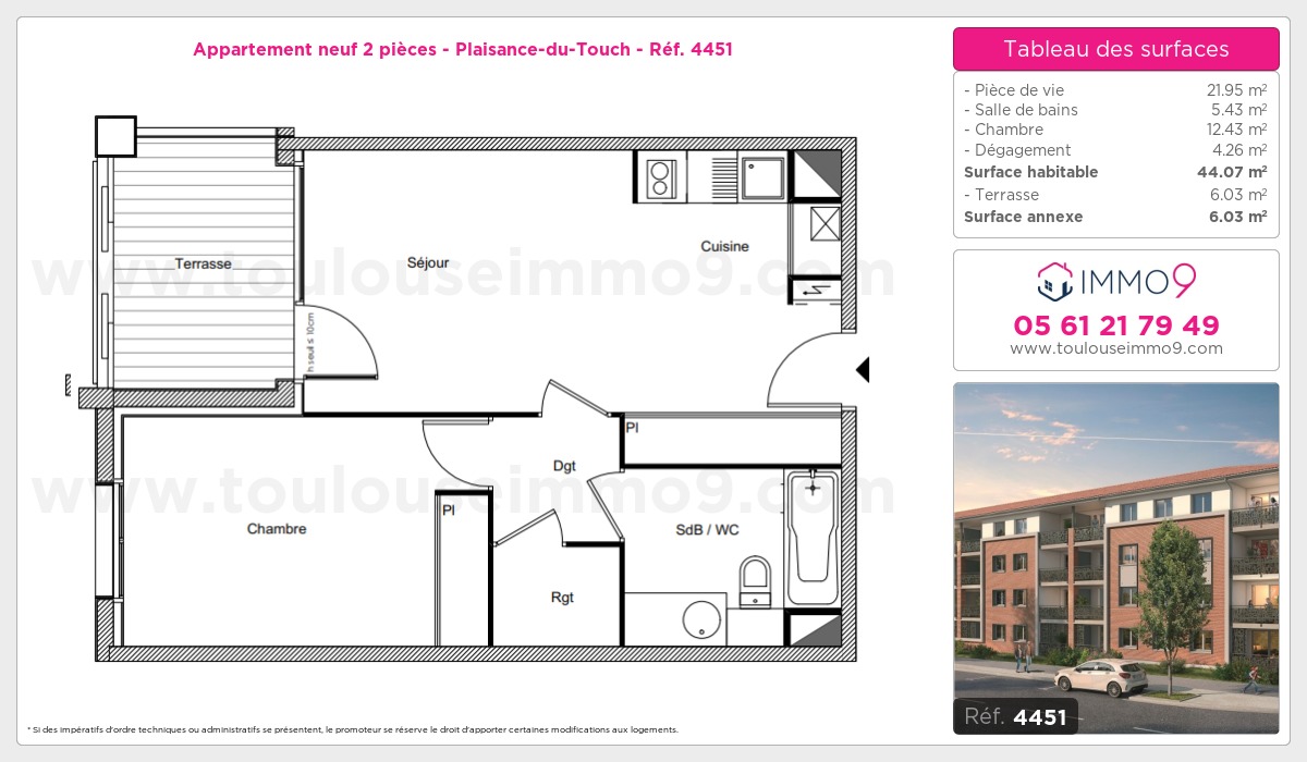 Plan et surfaces, Programme neuf Plaisance-du-Touch Référence n° 4451