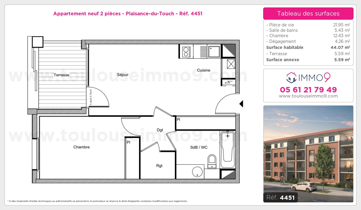 Plan et surfaces, Programme neuf Plaisance-du-Touch Référence n° 4451