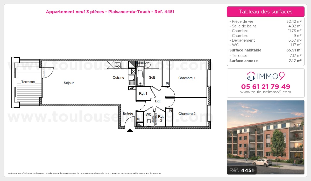 Plan et surfaces, Programme neuf Plaisance-du-Touch Référence n° 4451