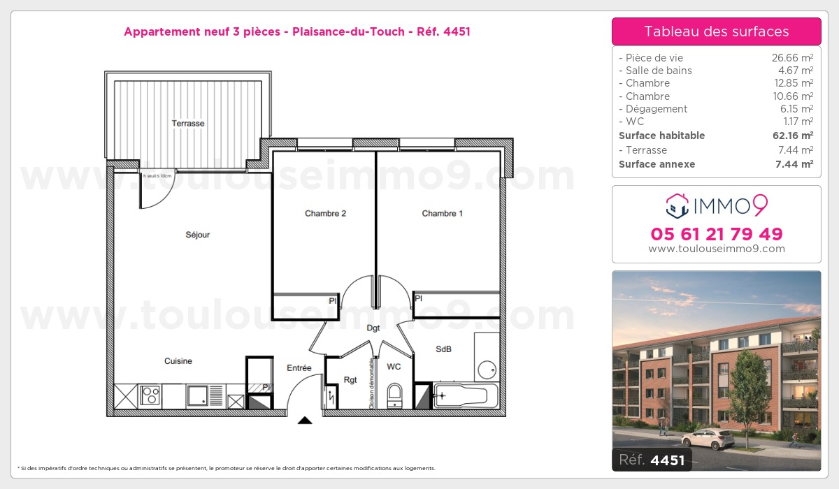 Plan et surfaces, Programme neuf Plaisance-du-Touch Référence n° 4451