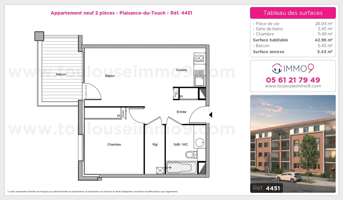 Plan et surfaces, Programme neuf Plaisance-du-Touch Référence n° 4451