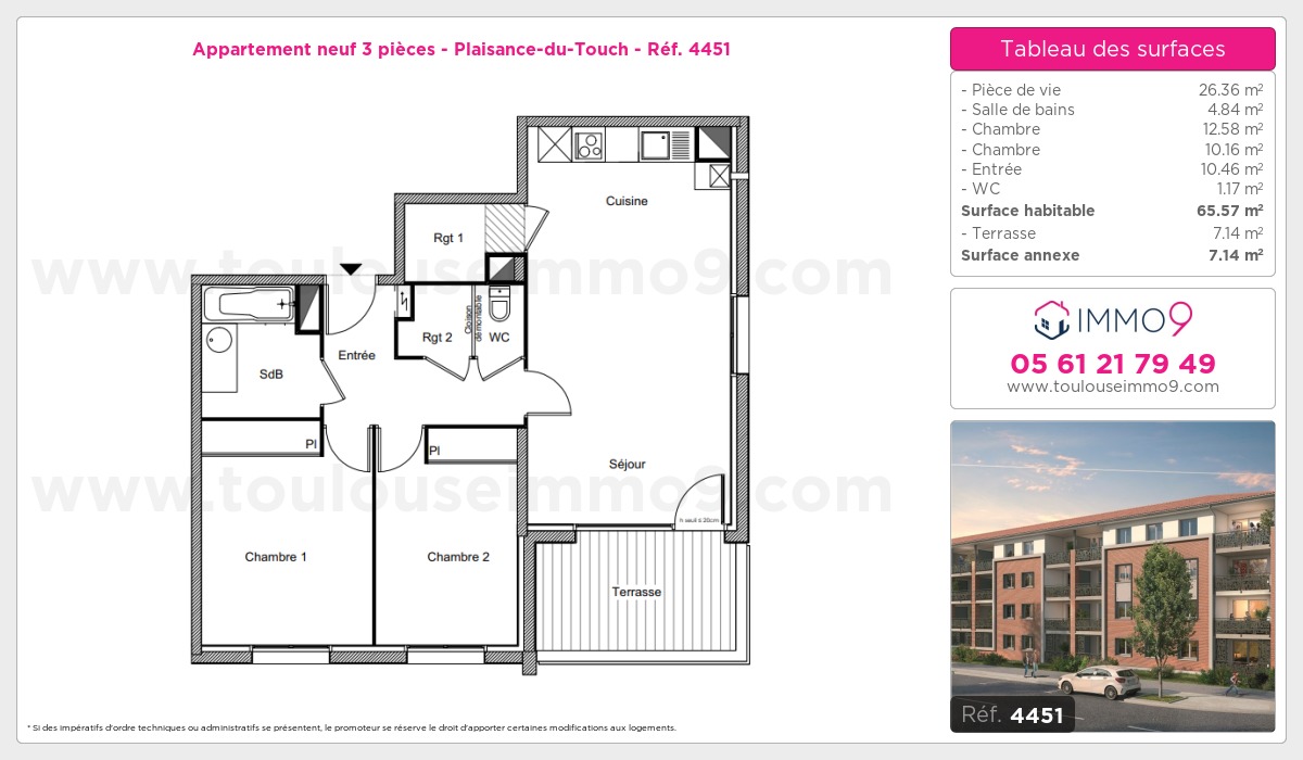 Plan et surfaces, Programme neuf Plaisance-du-Touch Référence n° 4451