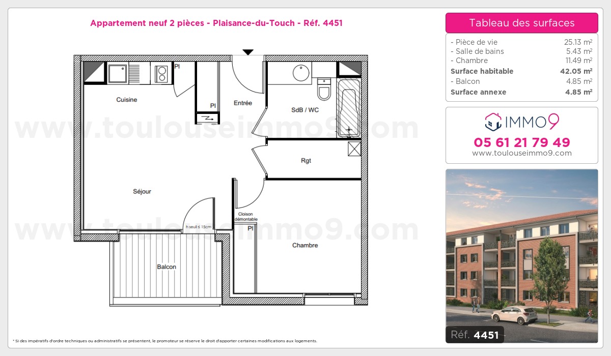 Plan et surfaces, Programme neuf Plaisance-du-Touch Référence n° 4451