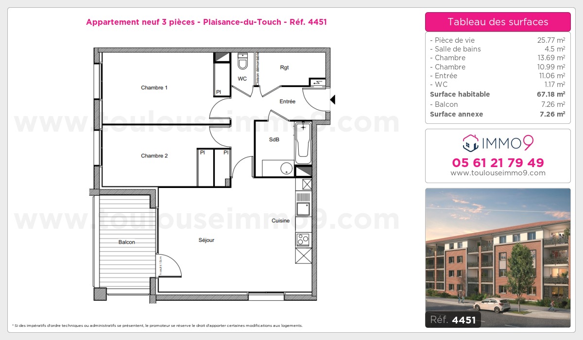 Plan et surfaces, Programme neuf Plaisance-du-Touch Référence n° 4451