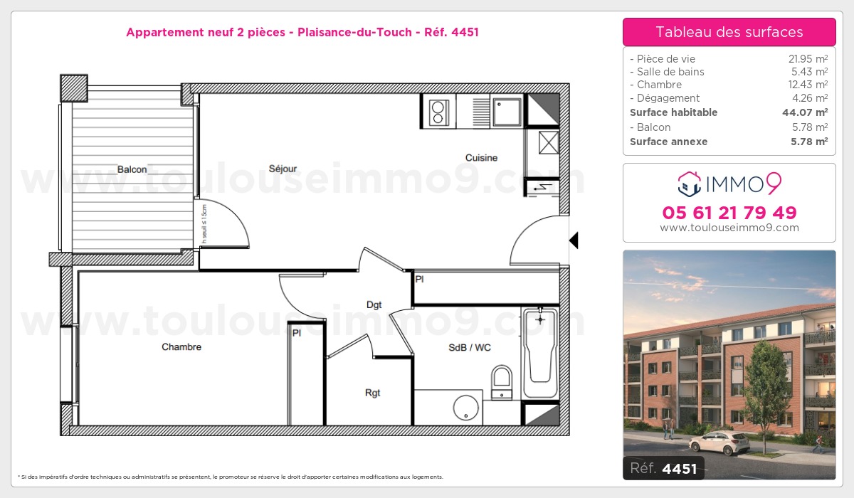 Plan et surfaces, Programme neuf Plaisance-du-Touch Référence n° 4451