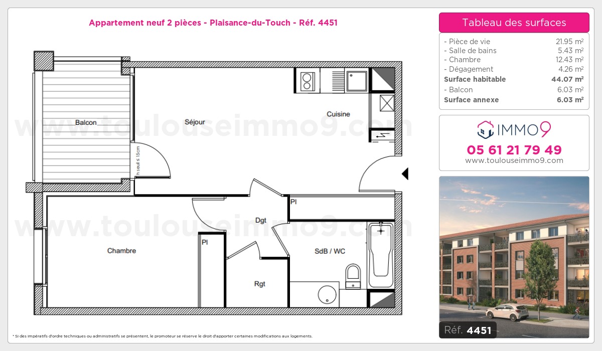 Plan et surfaces, Programme neuf Plaisance-du-Touch Référence n° 4451