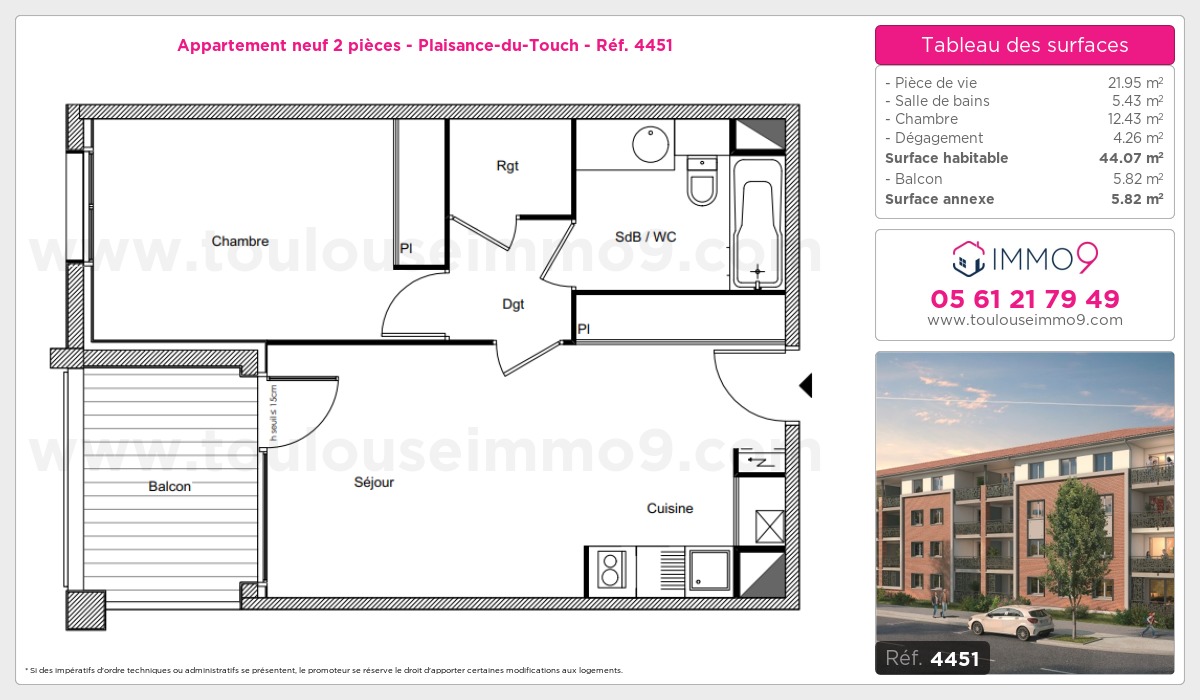 Plan et surfaces, Programme neuf Plaisance-du-Touch Référence n° 4451