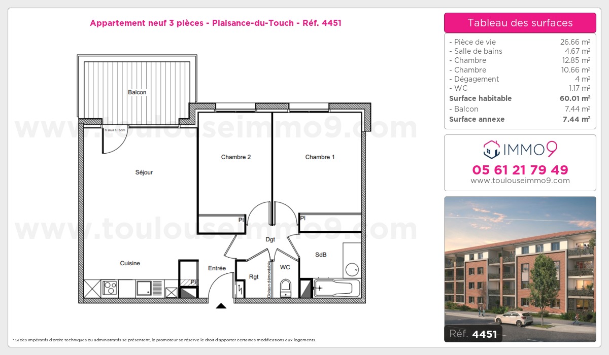 Plan et surfaces, Programme neuf Plaisance-du-Touch Référence n° 4451