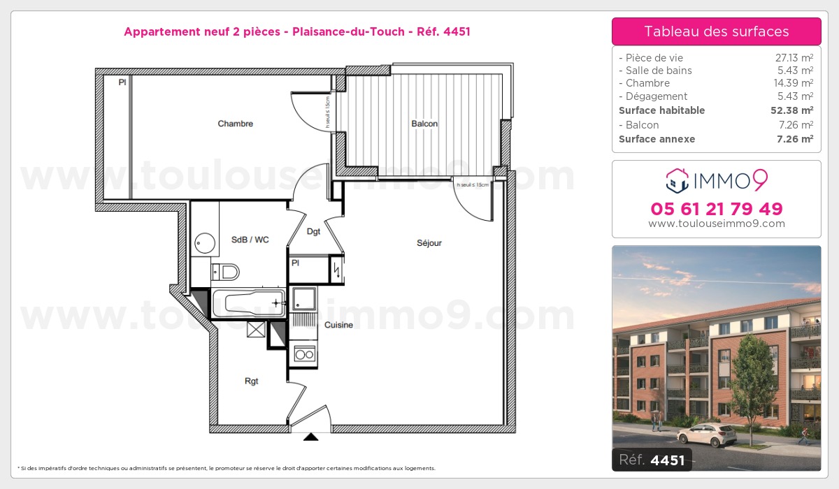 Plan et surfaces, Programme neuf Plaisance-du-Touch Référence n° 4451