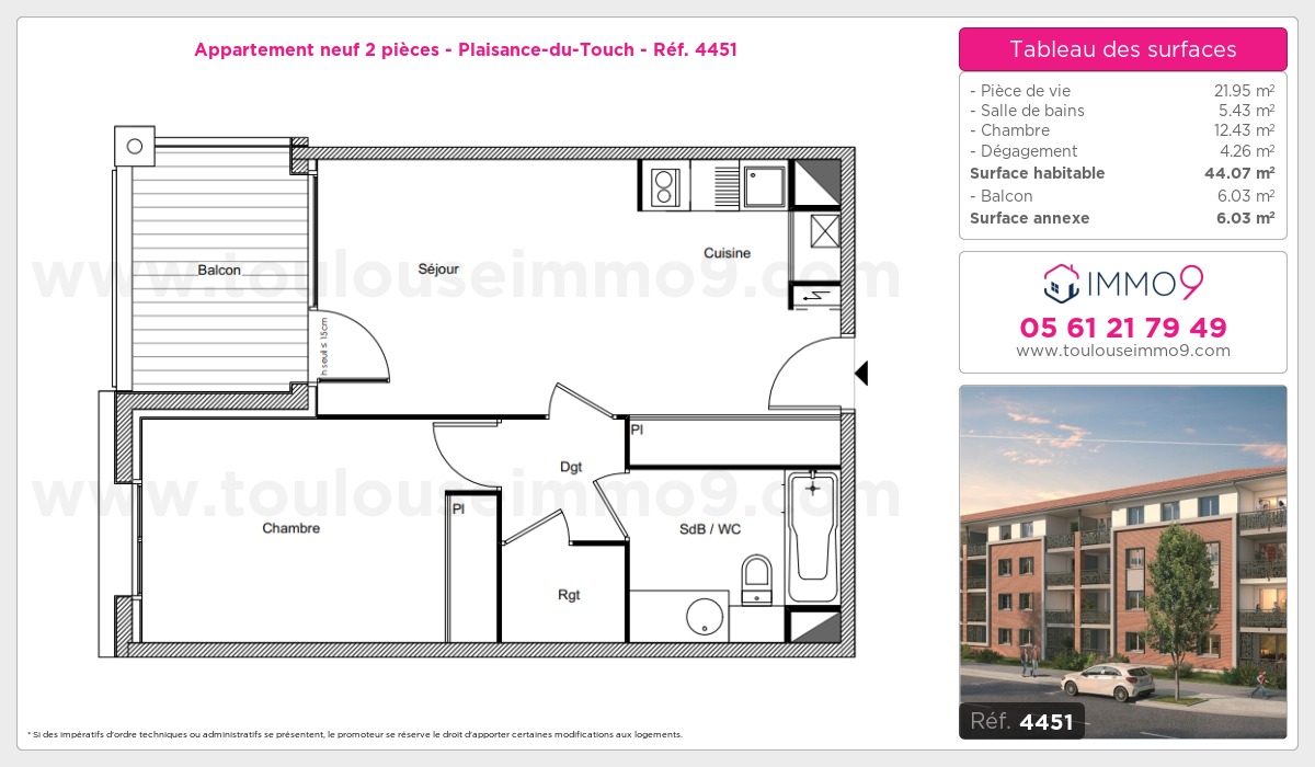 Plan et surfaces, Programme neuf Plaisance-du-Touch Référence n° 4451