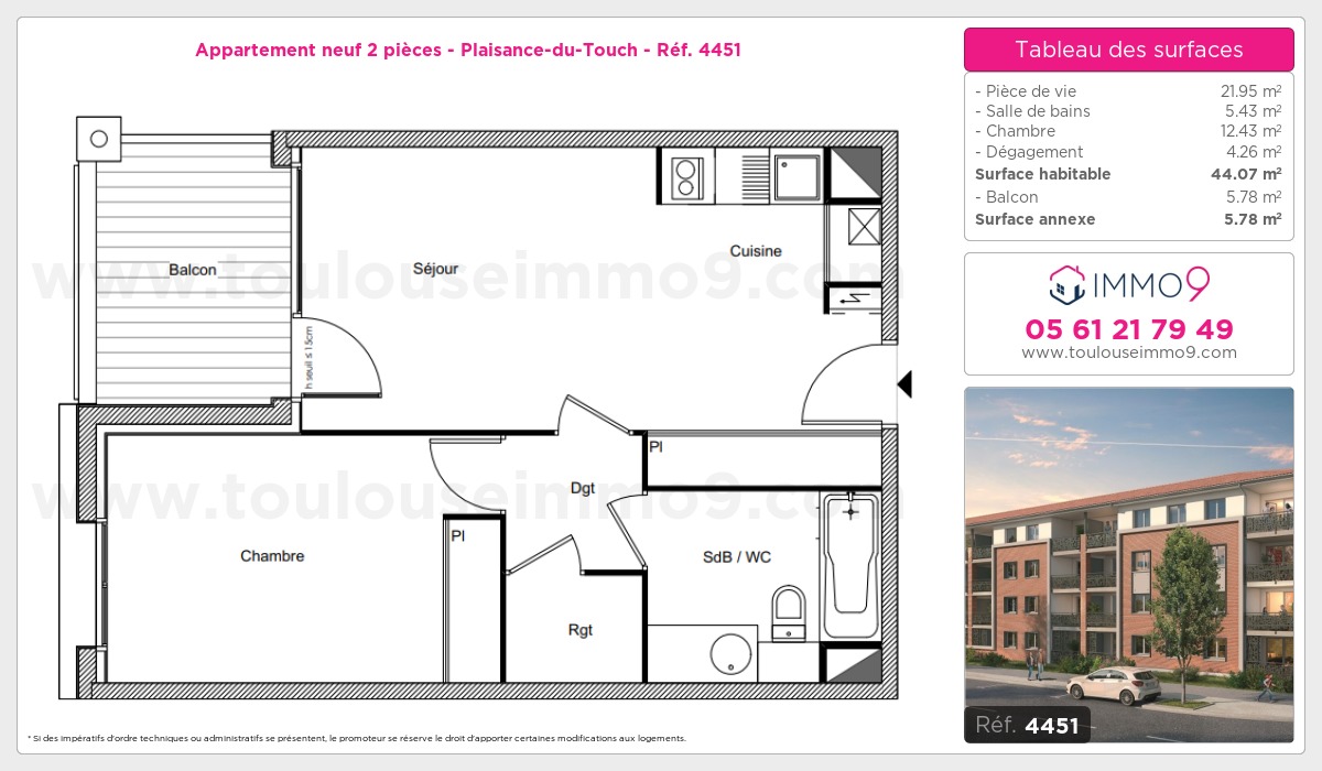 Plan et surfaces, Programme neuf Plaisance-du-Touch Référence n° 4451