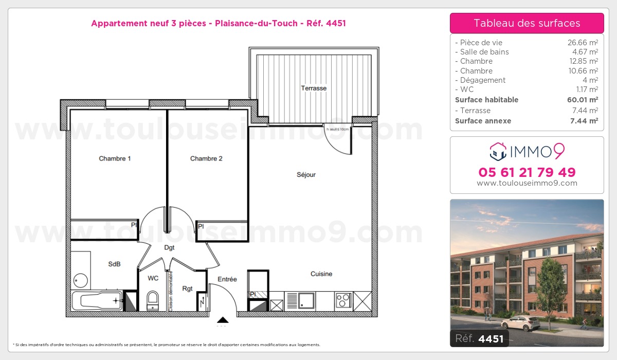 Plan et surfaces, Programme neuf Plaisance-du-Touch Référence n° 4451