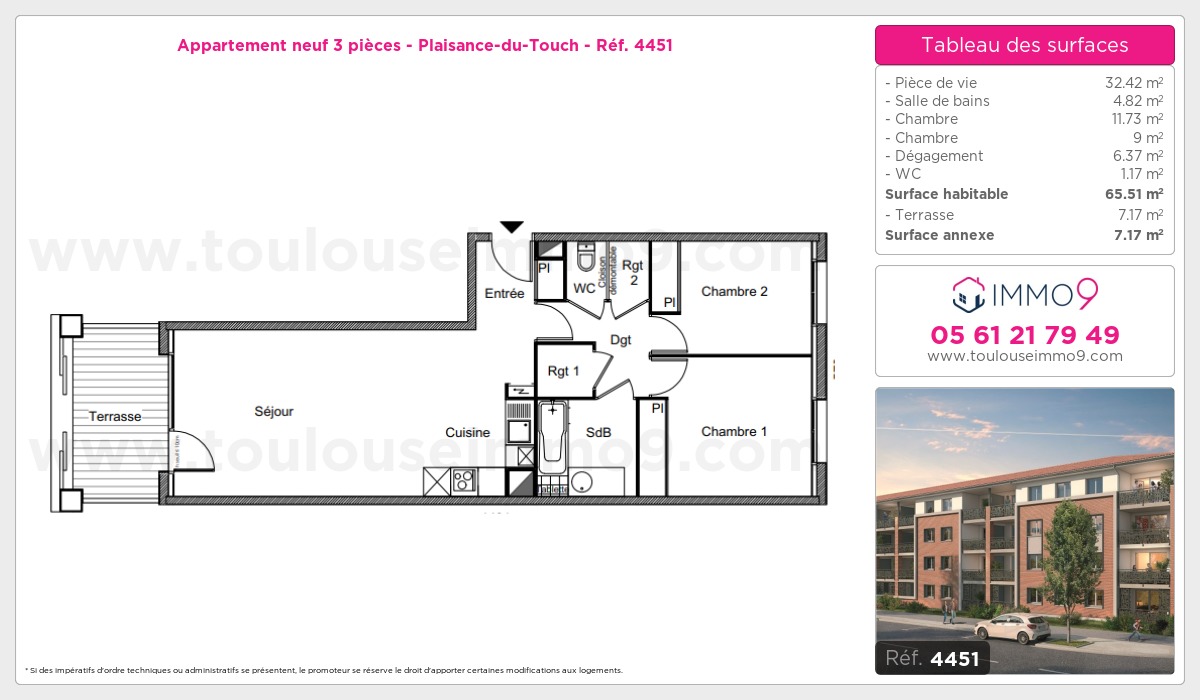 Plan et surfaces, Programme neuf Plaisance-du-Touch Référence n° 4451