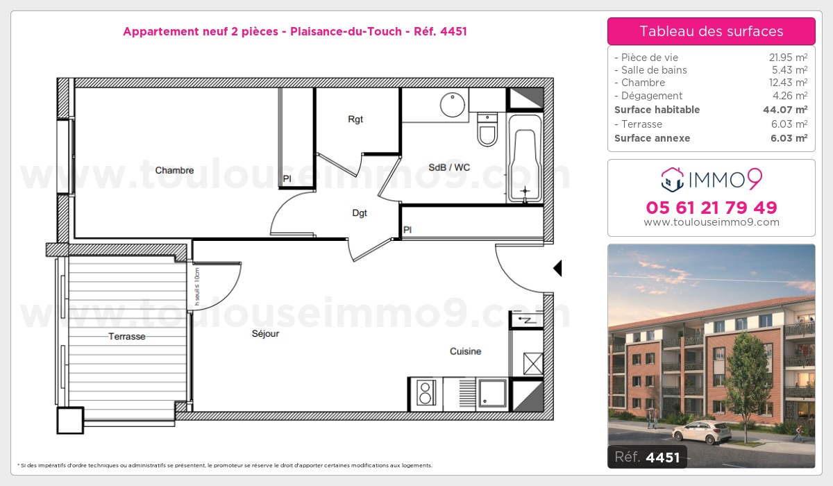 Plan et surfaces, Programme neuf Plaisance-du-Touch Référence n° 4451