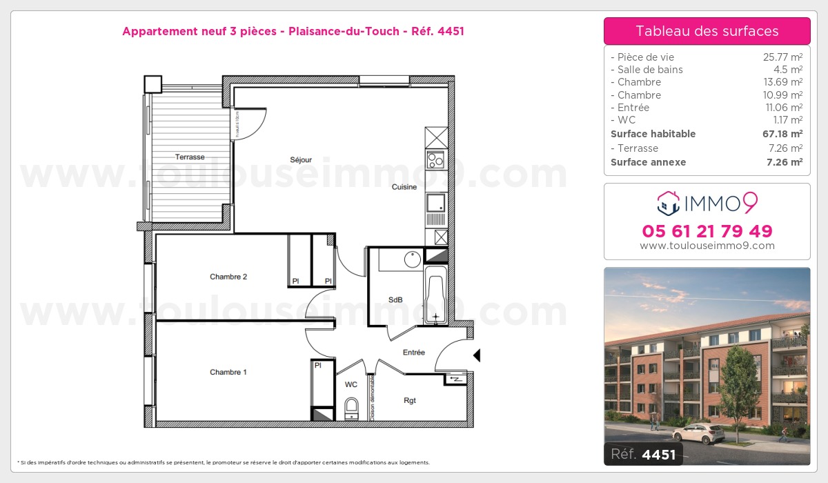 Plan et surfaces, Programme neuf Plaisance-du-Touch Référence n° 4451