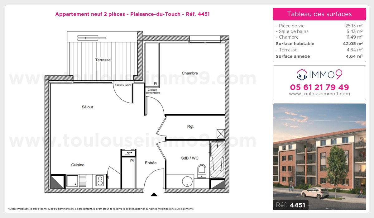 Plan et surfaces, Programme neuf Plaisance-du-Touch Référence n° 4451