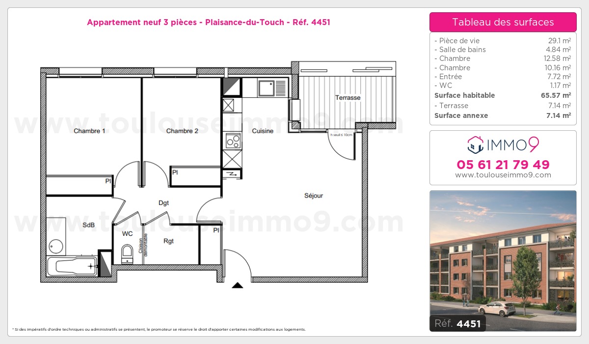 Plan et surfaces, Programme neuf Plaisance-du-Touch Référence n° 4451